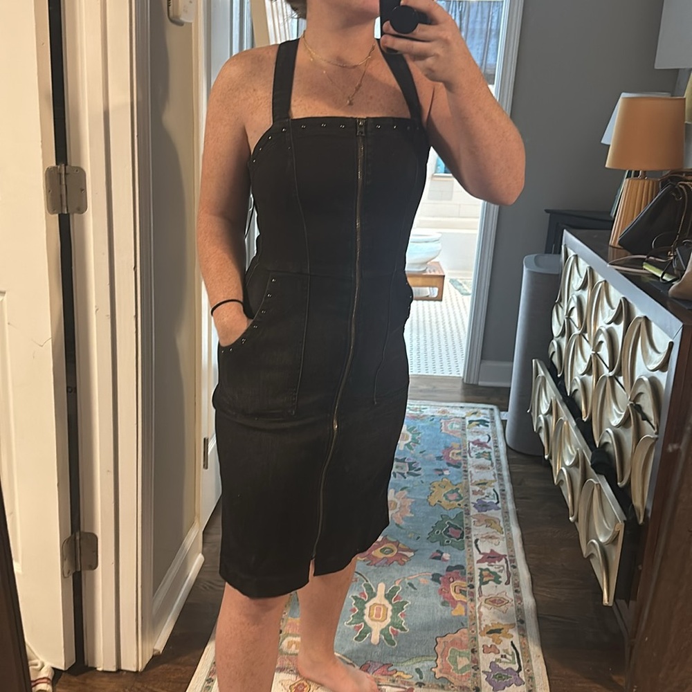 Level 99 Denim Zipper Stud Dress